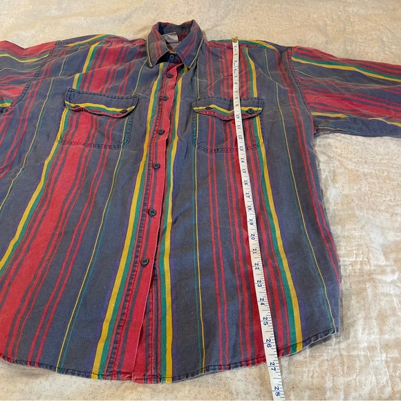 VTG Colorful Striped Button-Up Shirt - Size Large - Picture 6 of 7